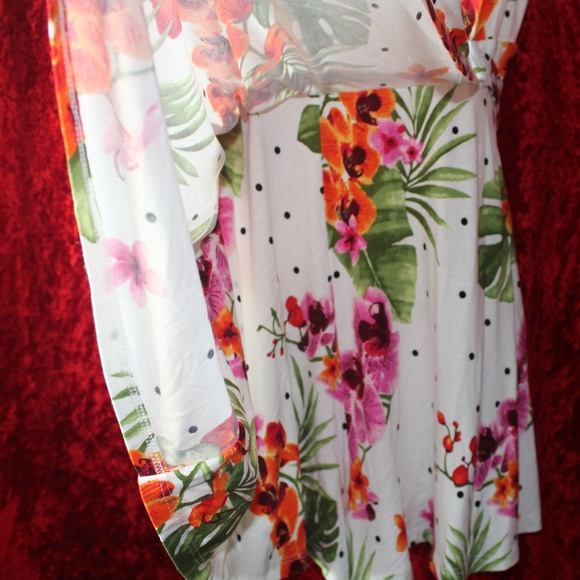 White Polka Dot Floral Romper/Dress/SwimSuit Cover - Picture 6 of 7